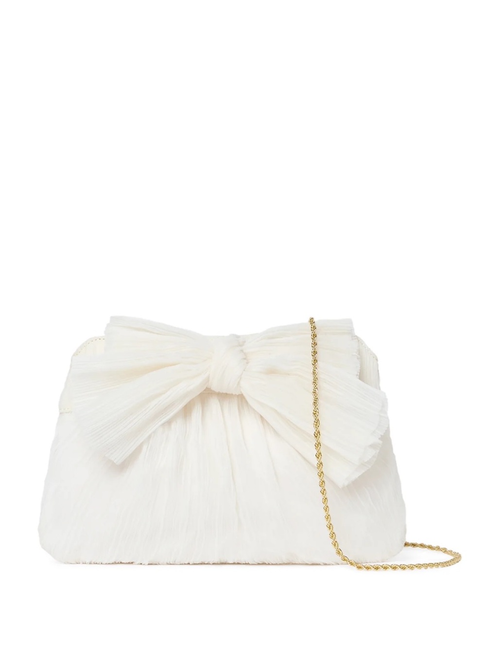 Loeffler Randall Pearl Bow Pleated Chain Clutch